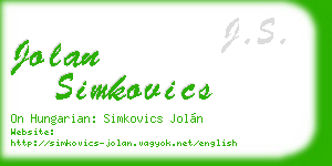jolan simkovics business card